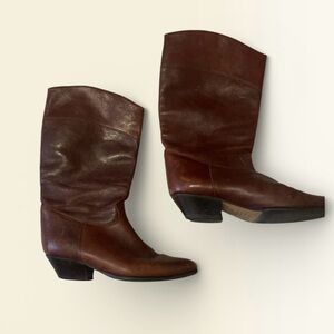 Italian Brown Leather Boots- Sz 9.5- Gorgeous!